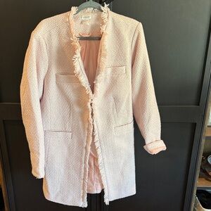 VENUS Pink Frayed Pea Coat